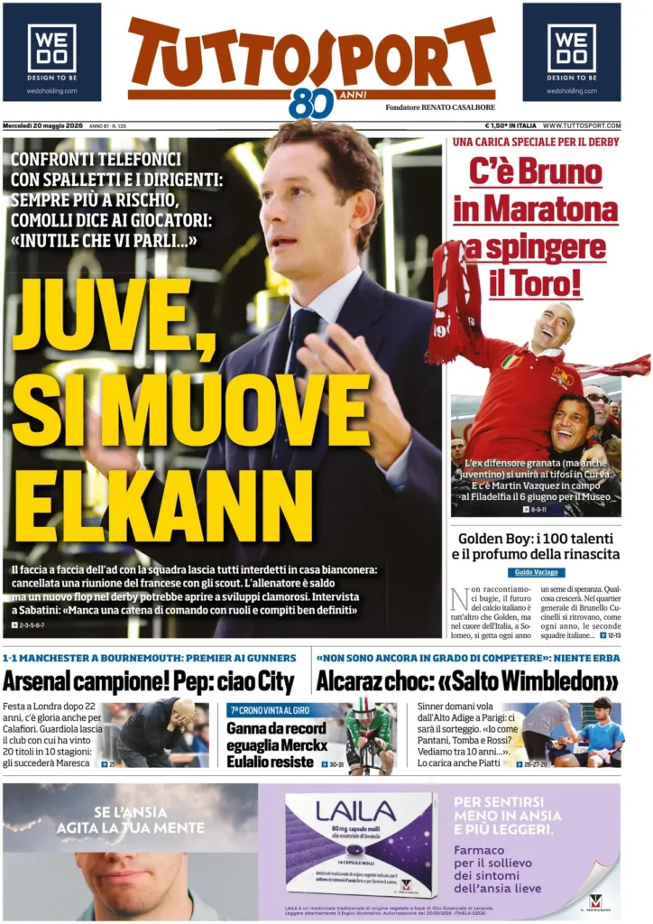 Le prime pagine dei principali quotidiani sportivi – 20 maggio 28 tuttosport 020802psf541o