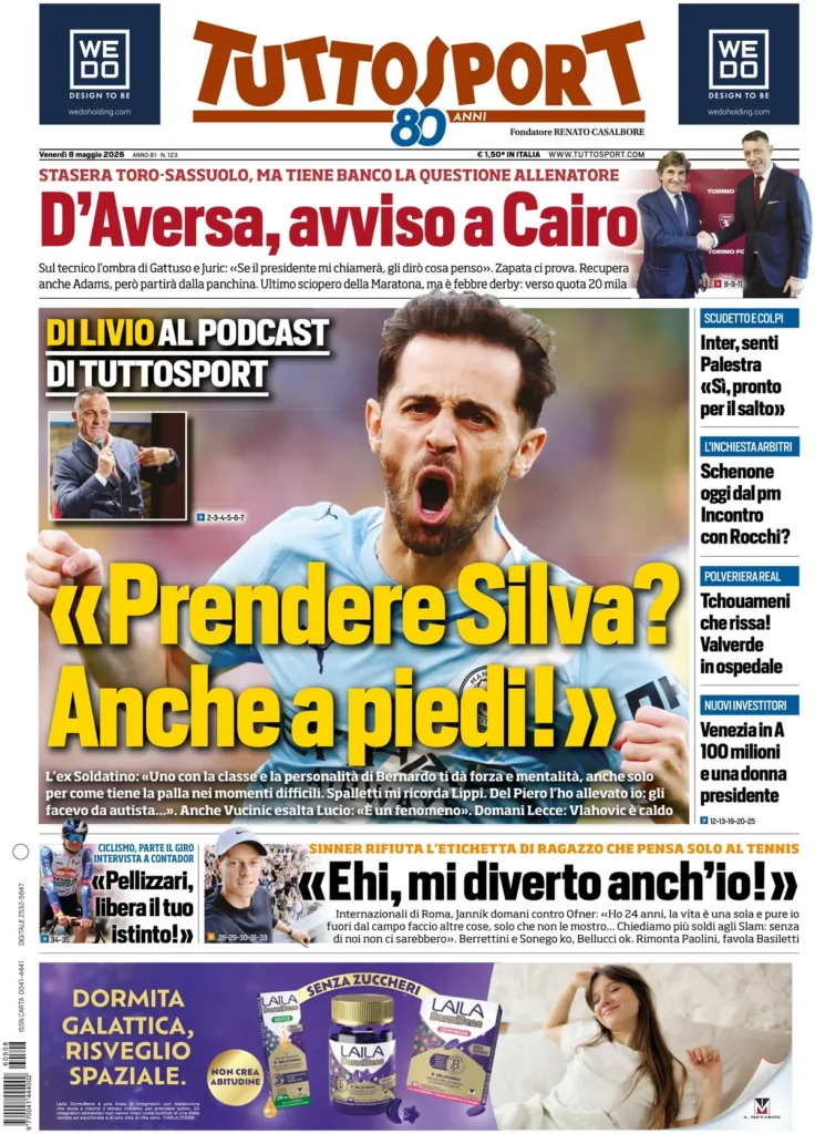 Rassegna stampa Sampdoria: prime pagine quotidiani sportivi - 8 maggio 2026 27 tuttosport 021145canbpkn