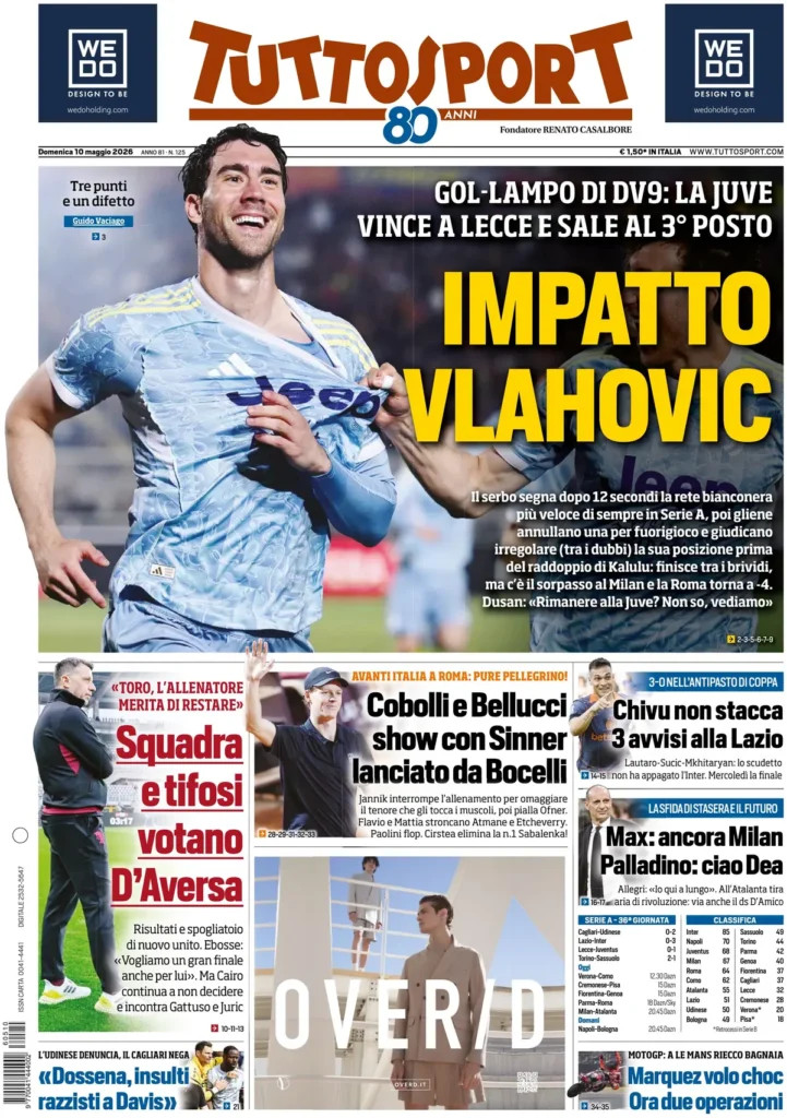 Le prime pagine dei principali quotidiani sportivi – 10 maggio 27 tuttosport 021423h20719a