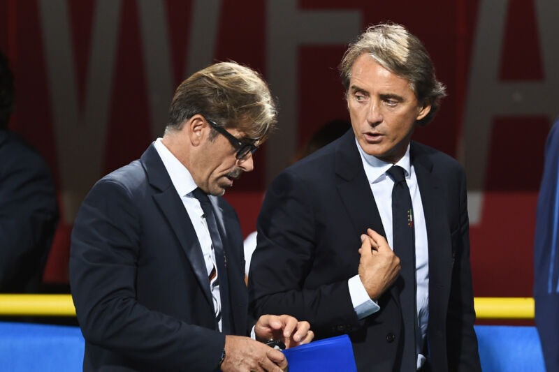 Buonfiglio: «Non mi sorprenderebbe il ritorno di Mancini in Nazionale. Lo conosco bene e lo vedo in forma» 26 Mancini Evani MG2 6505 e1626704183148