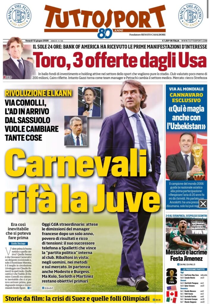 Le prime pagine dei principali quotidiani sportivi – 12 giugno 29 WhatsApp Image 2026 06 12 at g