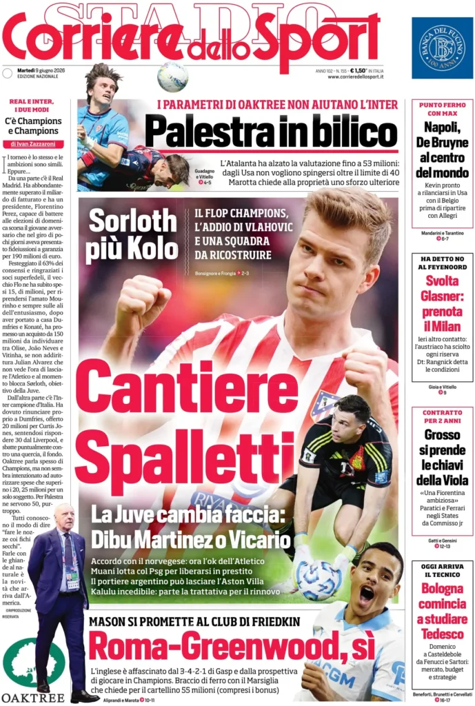 Le prime pagine dei principali quotidiani sportivi – 9 giugno 29 corriere dello sport 020307fsf4a1w