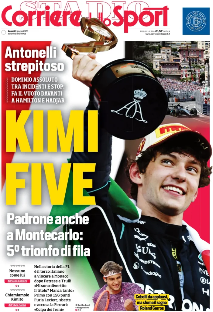Le prime pagine dei principali quotidiani sportivi – 8 giugno 28 corriere dello sport 020437oaie8v6