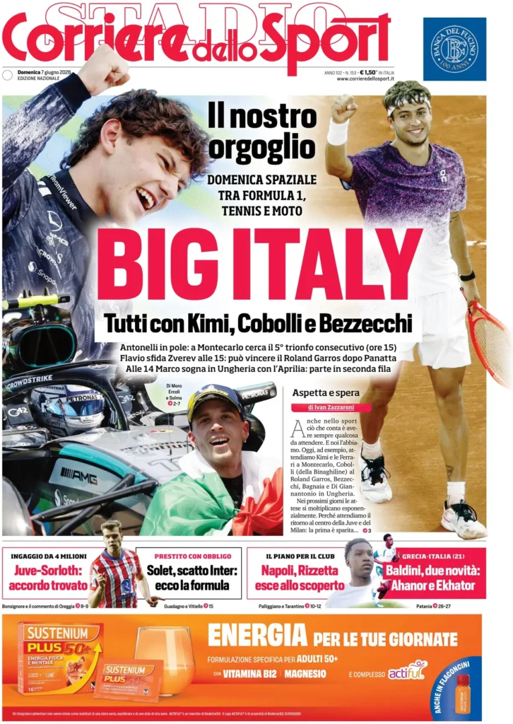 Rassegna stampa Sampdoria: prime pagine quotidiani sportivi - 7 giugno 2026 28 corriere dello sport 020807z461mzm