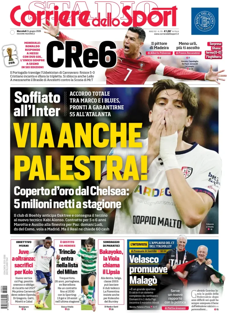 Rassegna stampa Sampdoria: prime pagine quotidiani sportivi - 24 giugno 2026 28 corriere dello sport 021206d2u5lvh