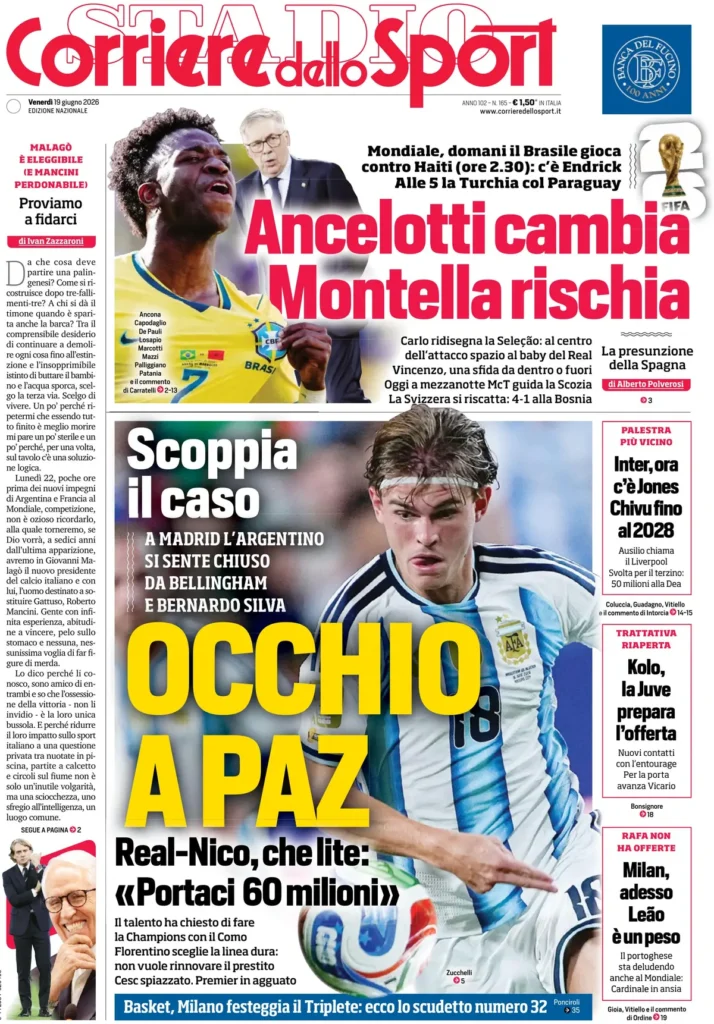 Le prime pagine dei principali quotidiani sportivi – 19 giugno 28 corriere dello sport 02351779m3qpu