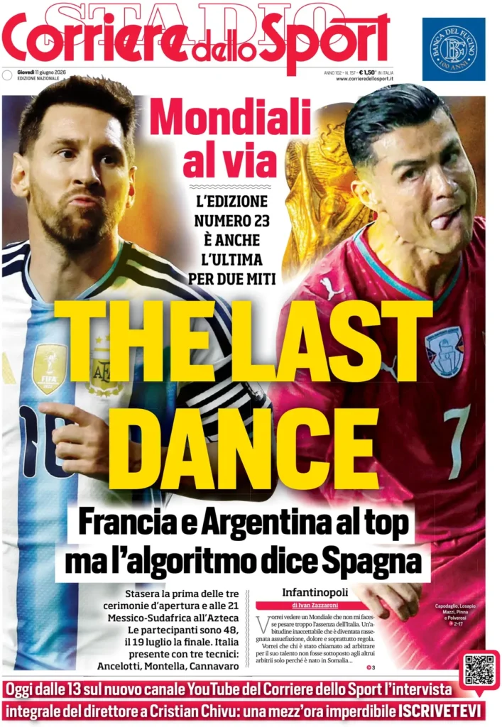 Le prime pagine dei principali quotidiani sportivi – 11 giugno 28 corriere dello sport 074145ijqcy27