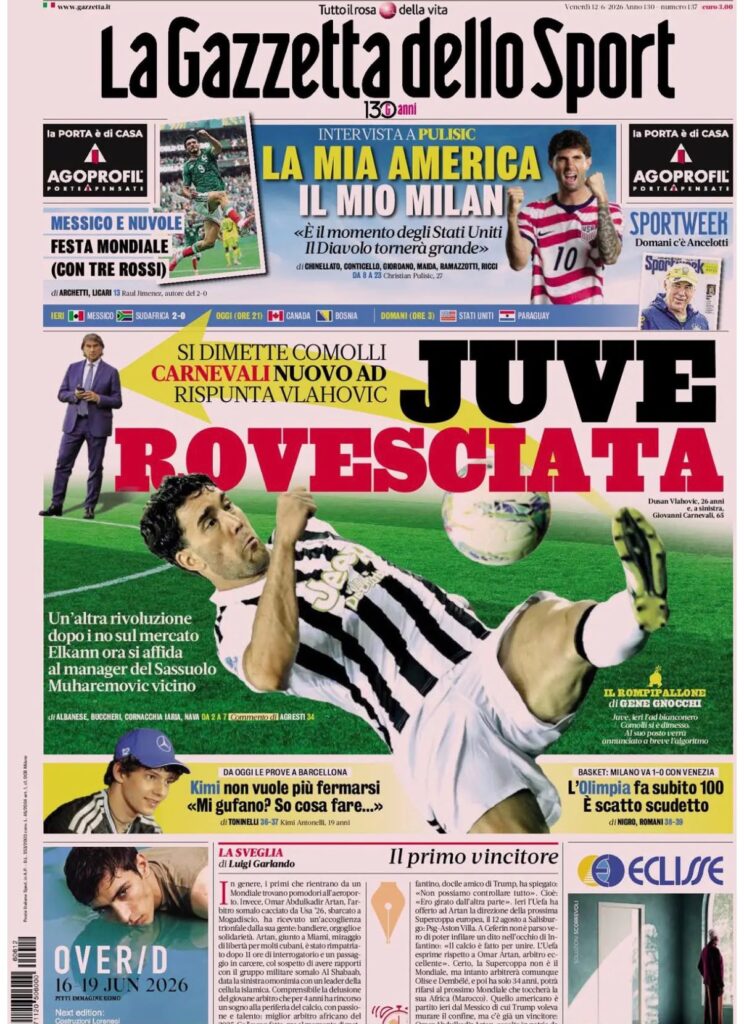 Le prime pagine dei principali quotidiani sportivi – 12 giugno 27 hhh