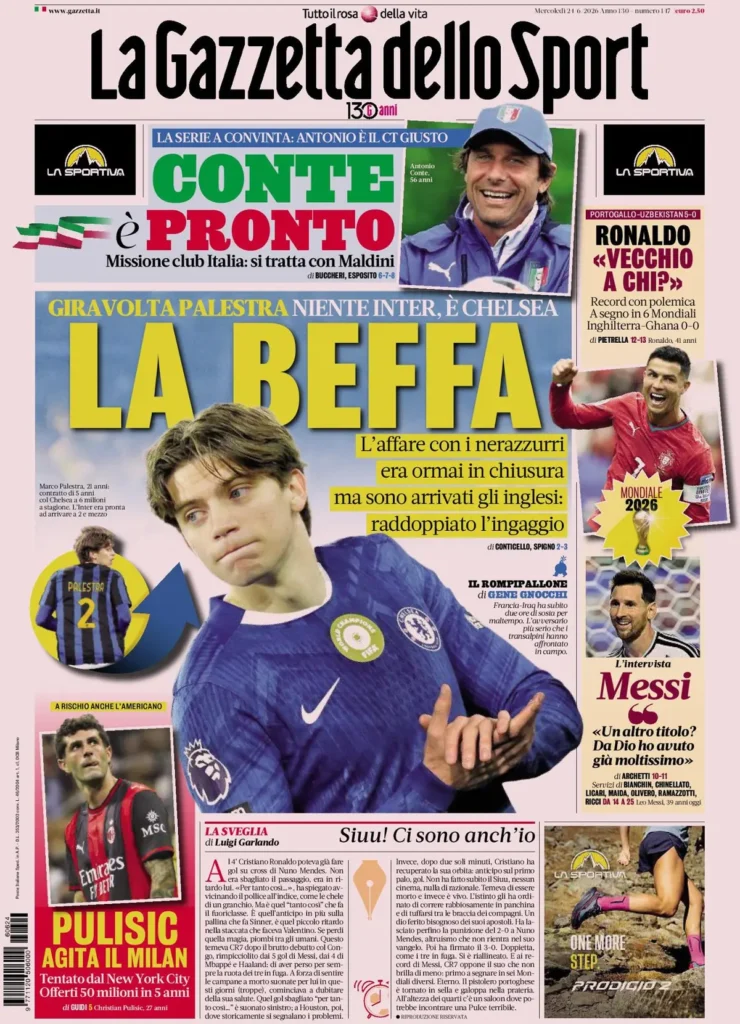 Rassegna stampa Sampdoria: prime pagine quotidiani sportivi - 24 giugno 2026 29 la gazzetta dello sport 0316541hg9koh