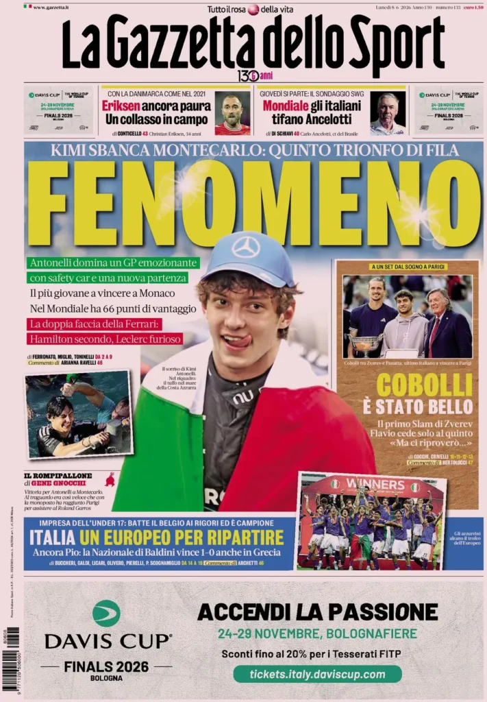 Le prime pagine dei principali quotidiani sportivi – 8 giugno 29 la gazzetta dello sport 032306ex91cyr