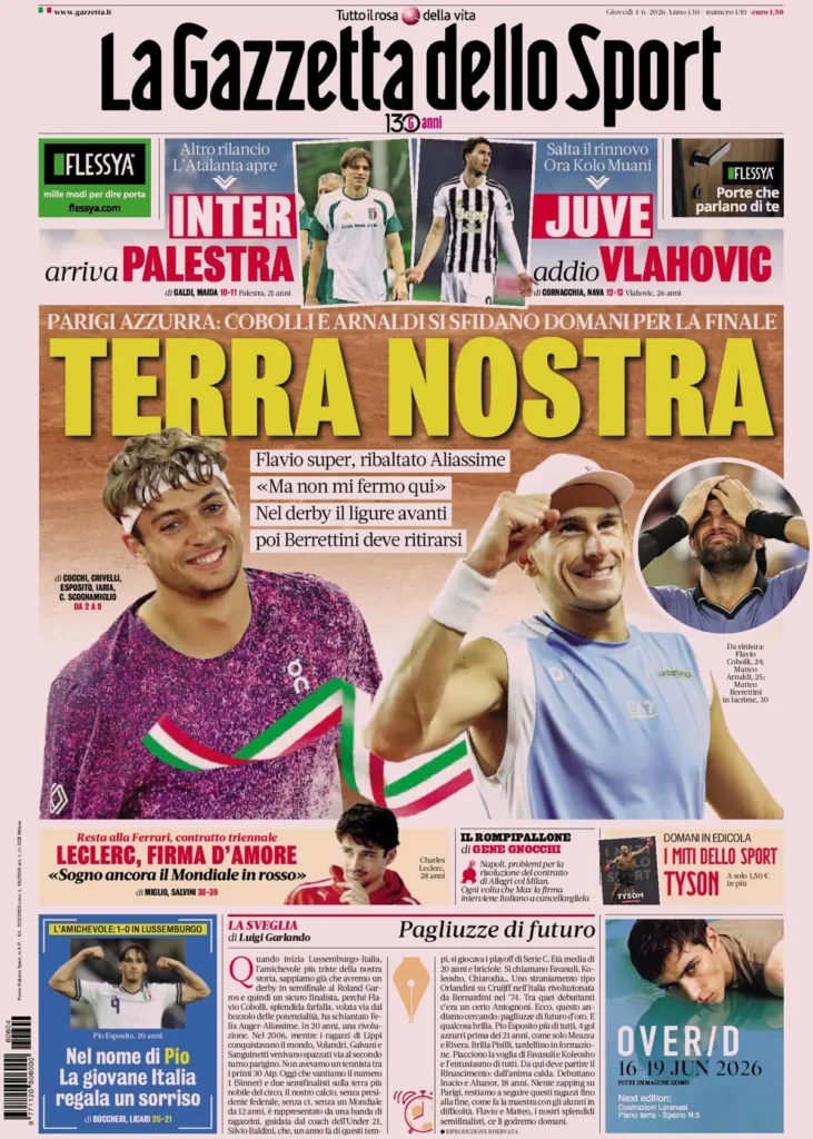Le prime pagine dei principali quotidiani sportivi – 4 giugno 27 la gazzetta dello sport 033302raa90ue