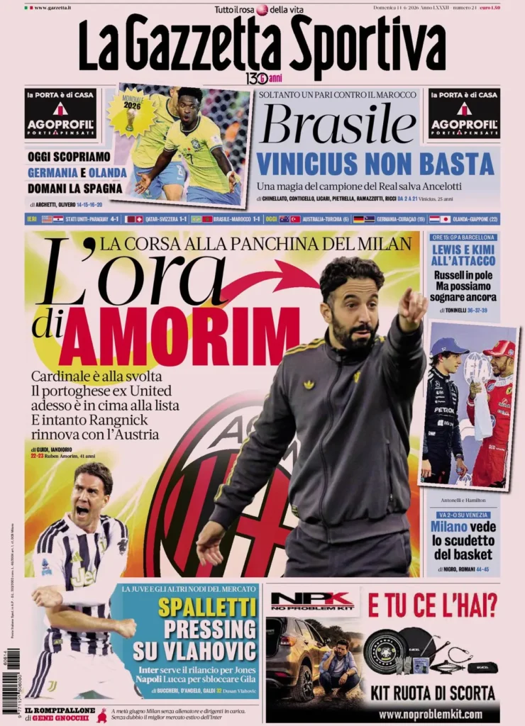 Rassegna stampa Sampdoria: prime pagine quotidiani sportivi - 14 giugno 2026 29 la gazzetta dello sport 033426l65c8kf