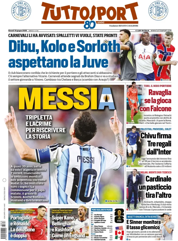 Le prime pagine dei principali quotidiani sportivi – 18 giugno 27 tuttosport 022826yyado4d