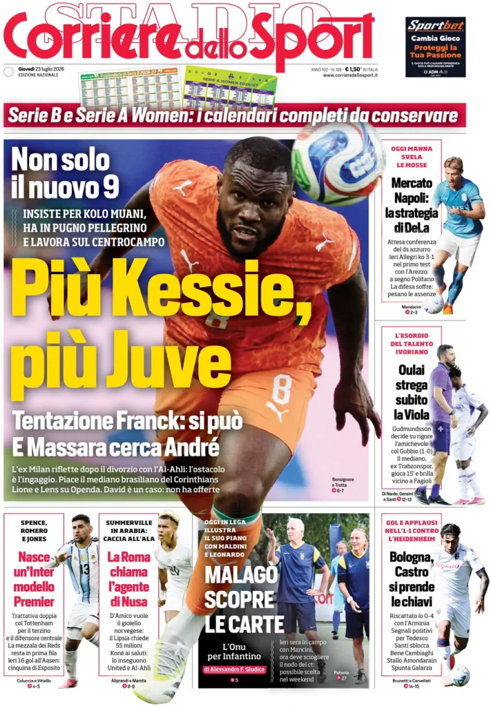 Le prime pagine dei principali quotidiani sportivi – 23 luglio 28 corriere dello sport 020310oljbo71