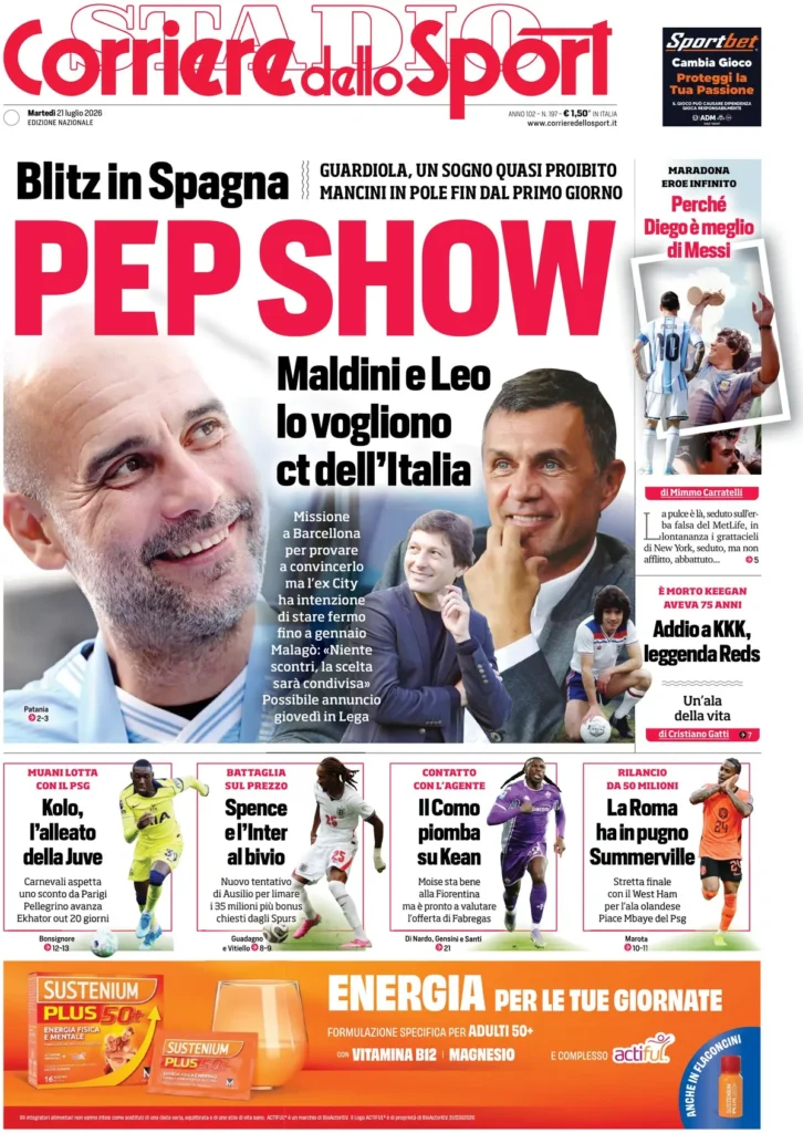 Rassegna stampa Sampdoria: prime pagine quotidiani sportivi - 21 luglio 2026 28 corriere dello sport 020415ktf37v7