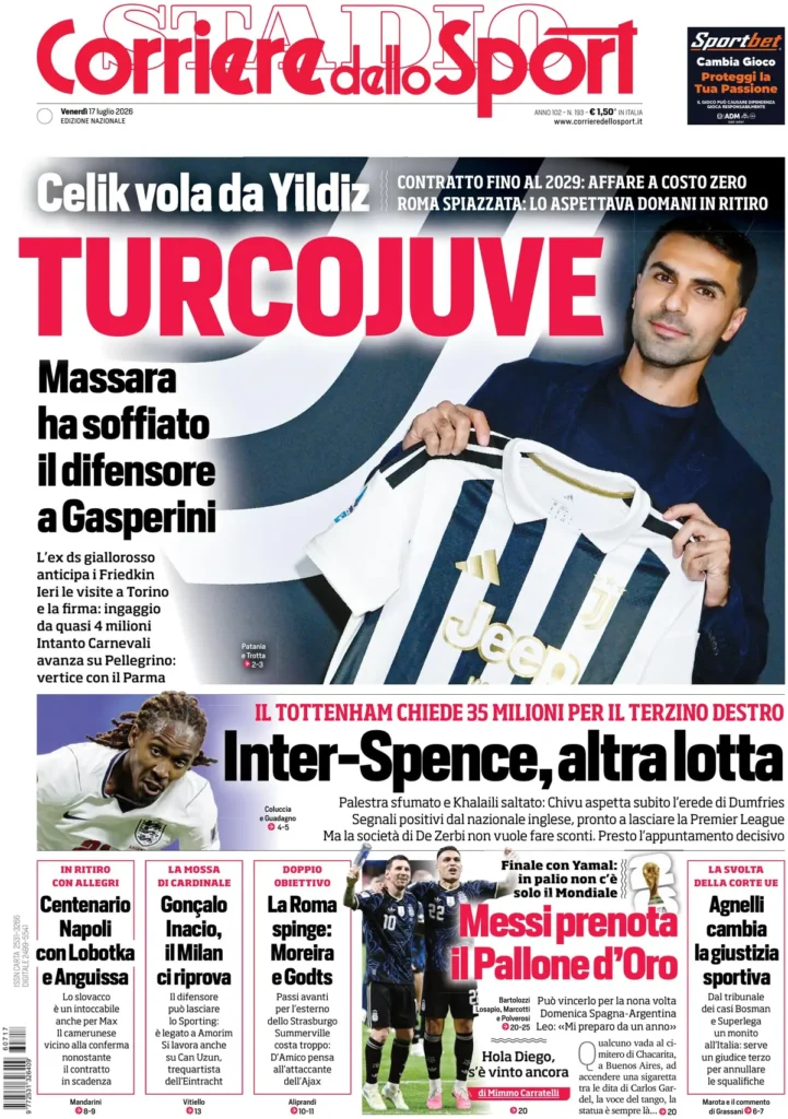 Le prime pagine dei principali quotidiani sportivi – 17 luglio 28 corriere dello sport 020425qbw6844