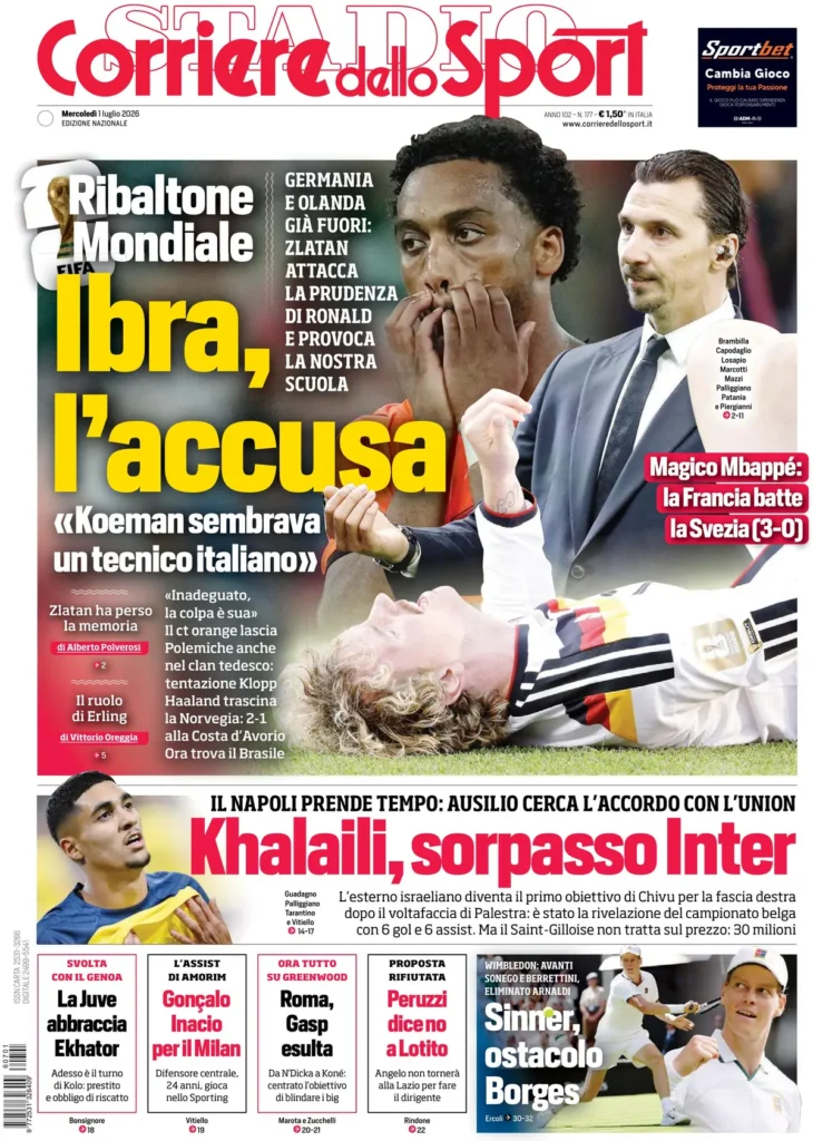 Rassegna stampa Sampdoria: prime pagine quotidiani sportivi - 1° luglio 2026 28 corriere dello sport 0225367tb7pzc