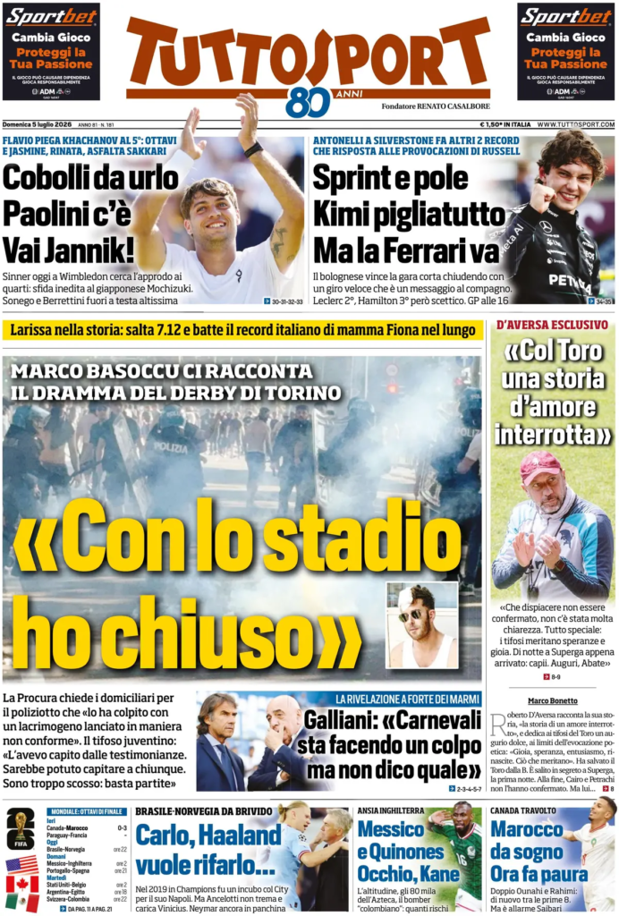 Le prime pagine dei principali quotidiani sportivi – 5 luglio 29 image 3