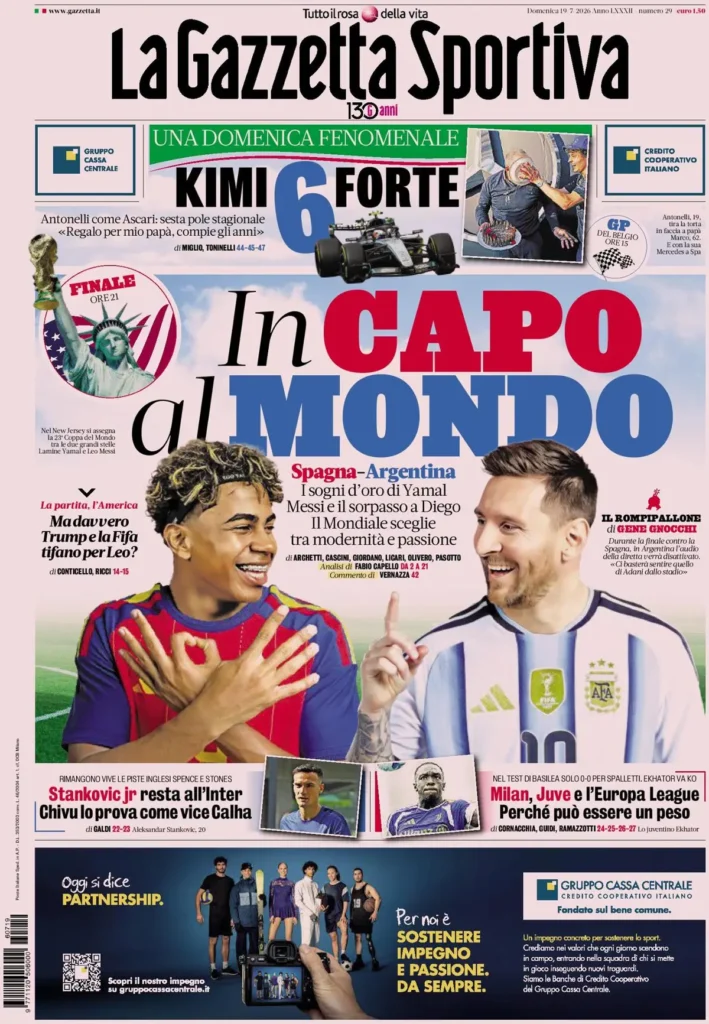 Rassegna stampa Sampdoria: prime pagine quotidiani sportivi - 19 luglio 2026 29 la gazzetta dello sport 032401m0z9dhf