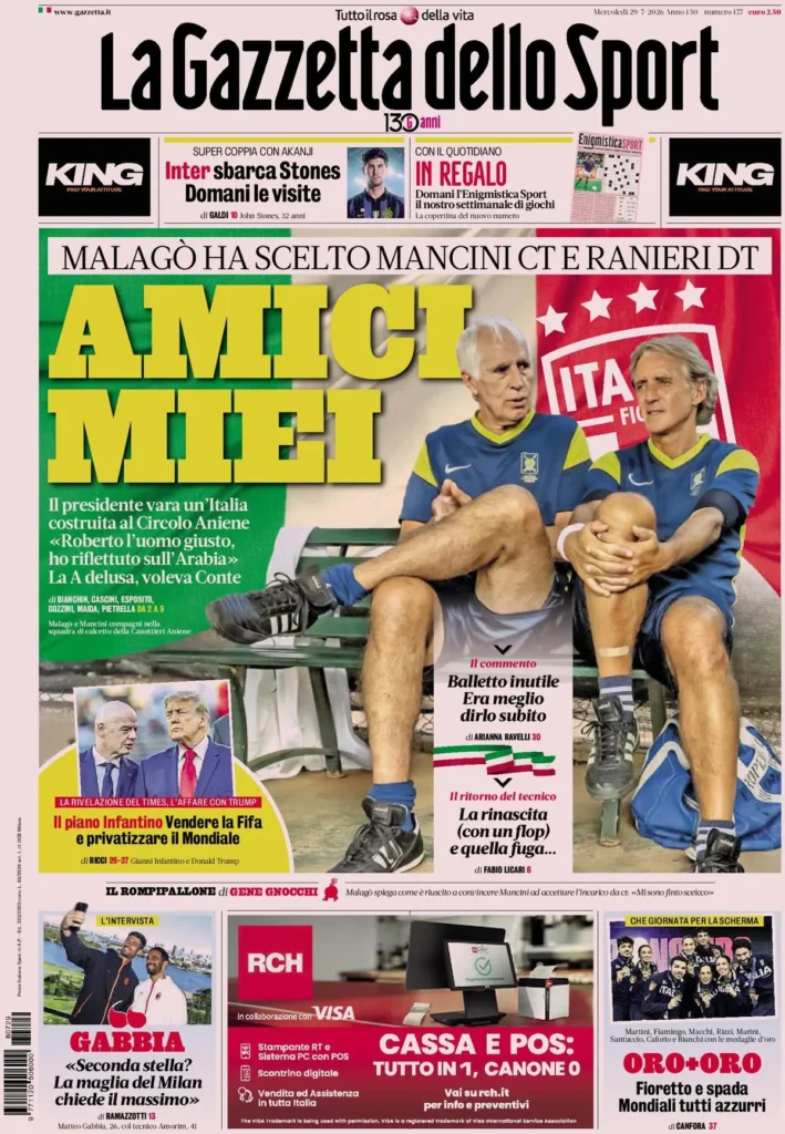 Le prime pagine dei principali quotidiani sportivi – 29 luglio 29 la gazzetta dello sport 0333029tn8hbf