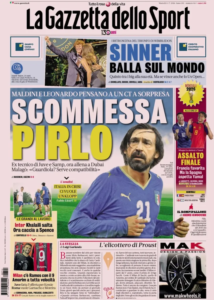 Le prime pagine dei principali quotidiani sportivi – 14 luglio 29 la gazzetta dello sport 0333031iedyfc