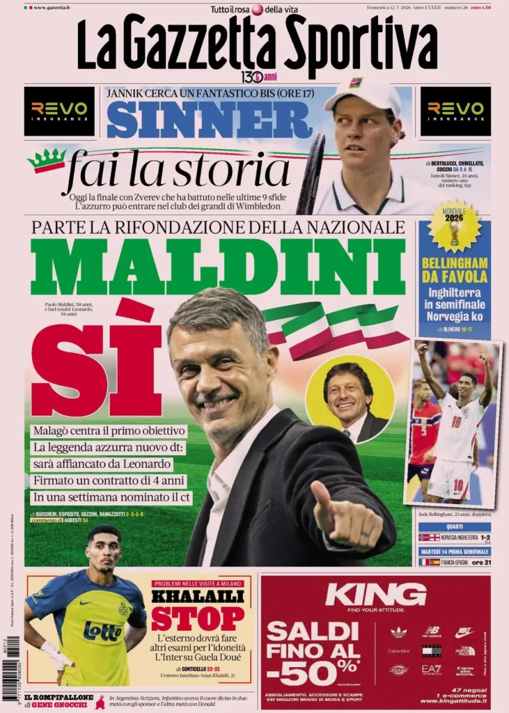 Le prime pagine dei principali quotidiani sportivi – 12 luglio 29 la gazzetta dello sport 03380320e3izl
