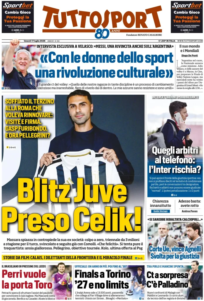 Le prime pagine dei principali quotidiani sportivi – 17 luglio 29 tuttosport 020407hi99iye