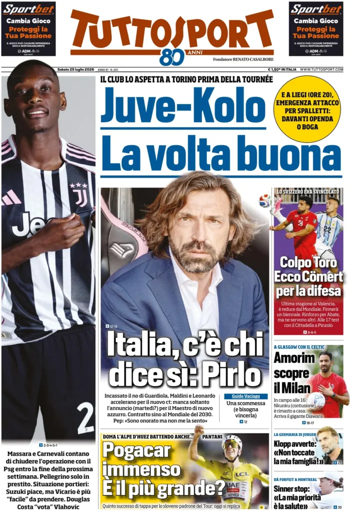 Le prime pagine dei principali quotidiani sportivi – 25 luglio 29 tuttosport 020618o39cr0o