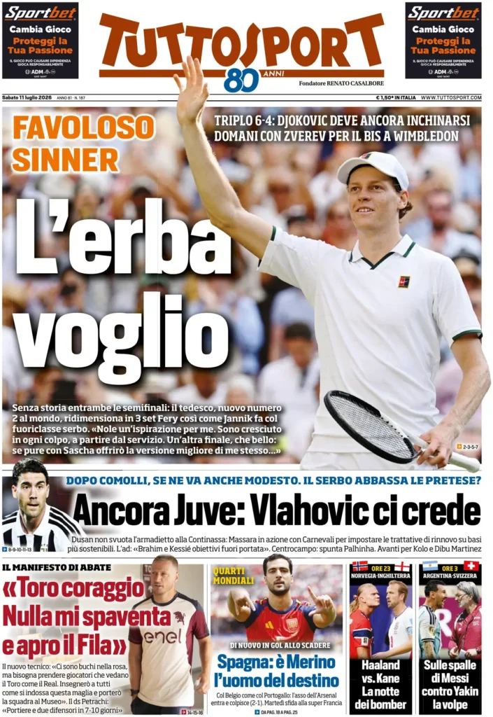 Le prime pagine dei principali quotidiani sportivi – 11 luglio 29 tuttosport 022745bimbfu4