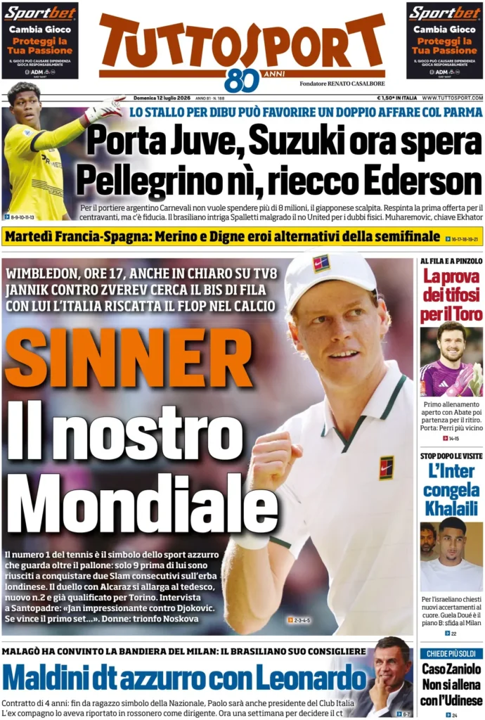 Le prime pagine dei principali quotidiani sportivi – 12 luglio 27 tuttosport 0251044k0clad