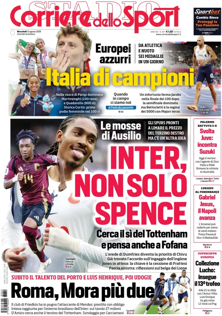 Rassegna stampa Sampdoria: prime pagine quotidiani sportivi - 12 agosto 2026 28 corriere dello sport 020807cxdewbv