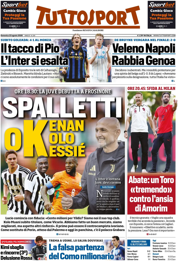 Le prime pagine dei principali quotidiani sportivi – 23 agosto 29 image 41