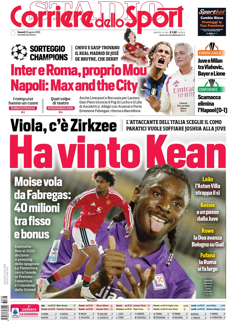 Le prime pagine dei principali quotidiani sportivi – 28 agosto 28 image 46