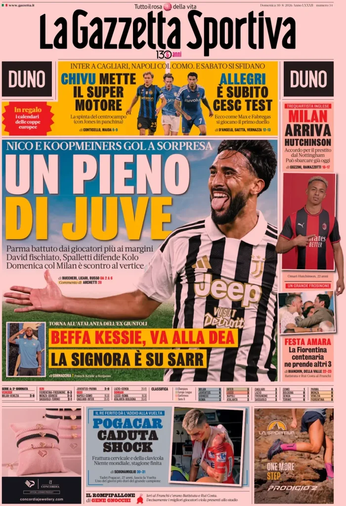 Le prime pagine dei principali quotidiani sportivi – 30 agosto 28 la gazzetta dello sport 023011de01lbj 1