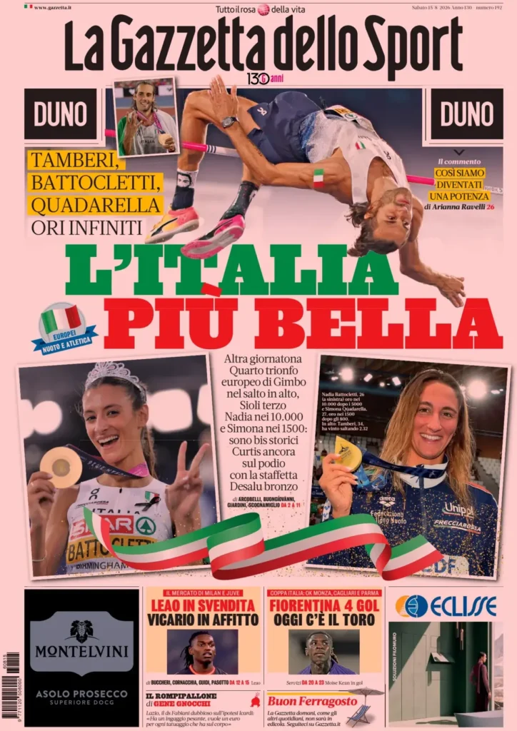 Rassegna stampa Sampdoria: prime pagine quotidiani sportivi - 15 agosto 2026 29 la gazzetta dello sport 031511s46buuw