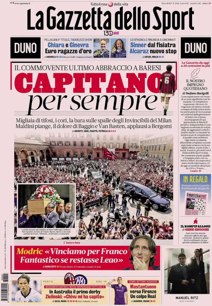 Le prime pagine dei principali quotidiani sportivi – 5 agosto 29 la gazzetta dello sport 0333029jqcqh6