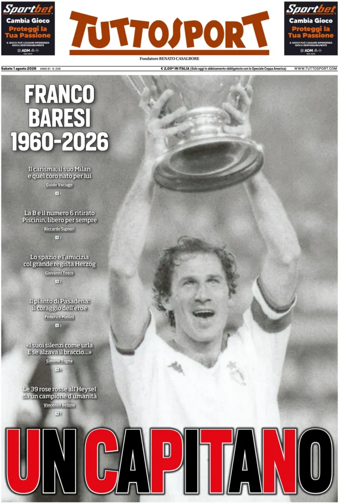 Rassegna stampa Sampdoria: prime pagine quotidiani sportivi - 1° agosto 2026 27 tuttosport 020303j5j4vm5