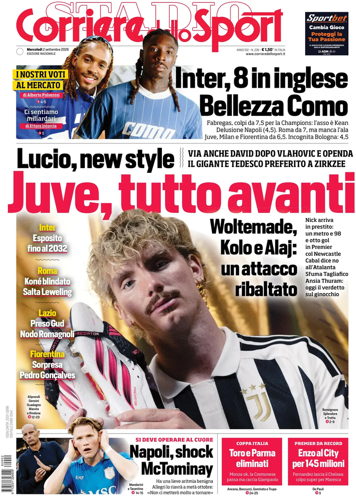 Le prime pagine dei principali quotidiani sportivi – 2 settembre 28 image 1
