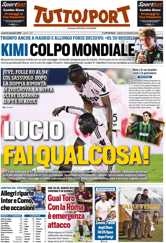 Le prime pagine dei principali quotidiani sportivi – 14 settembre 4 image 18