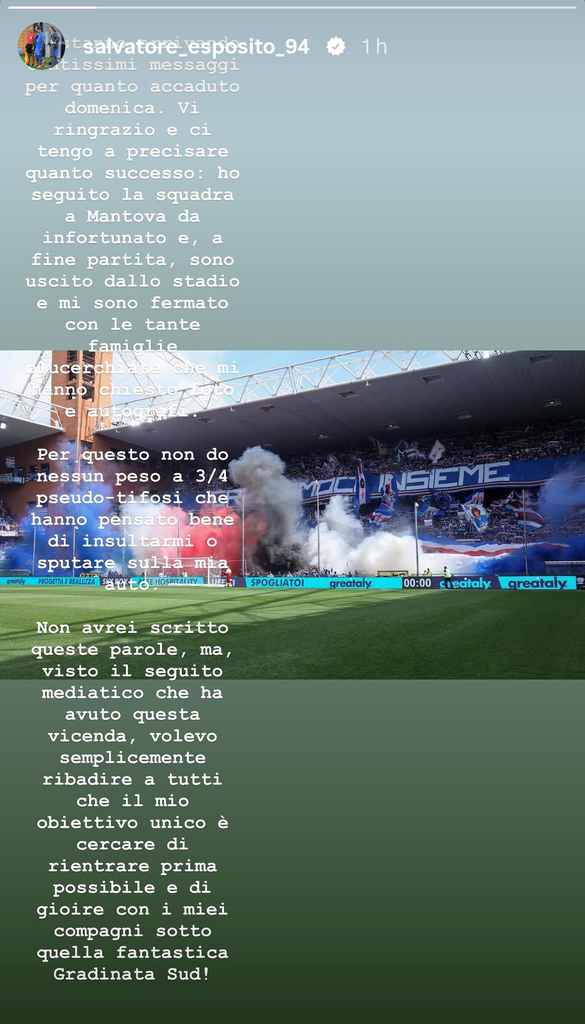 Esposito dopo la contestazione: «Il mio obiettivo è tornare presto e gioire sotto la Gradinata Sud» 2 image 19