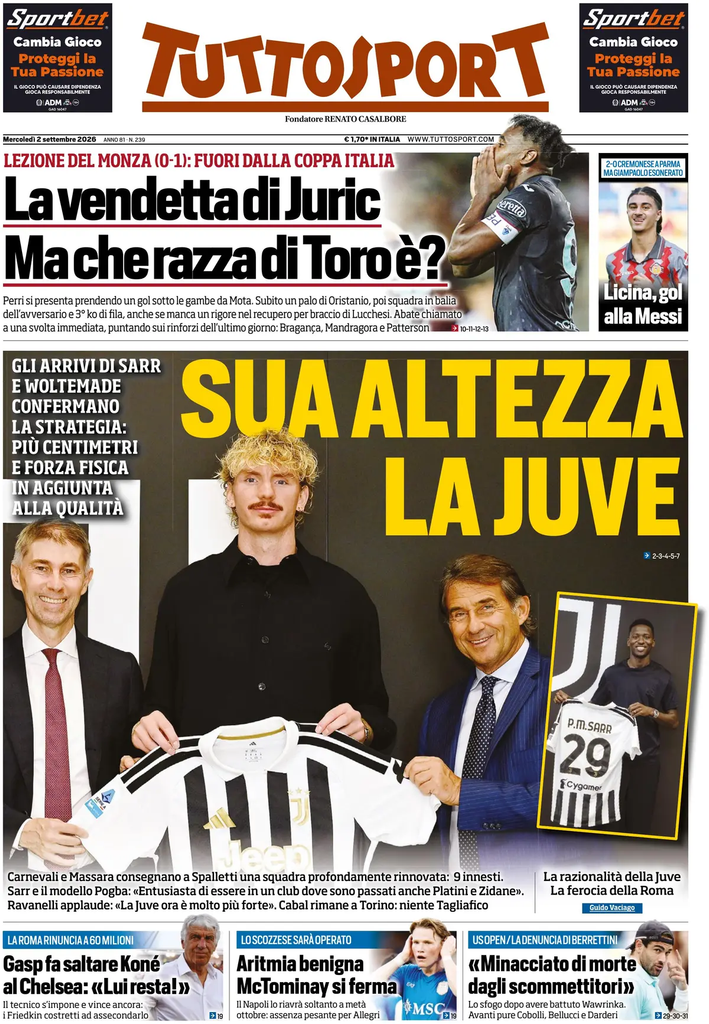 Le prime pagine dei principali quotidiani sportivi – 2 settembre 29 image 2