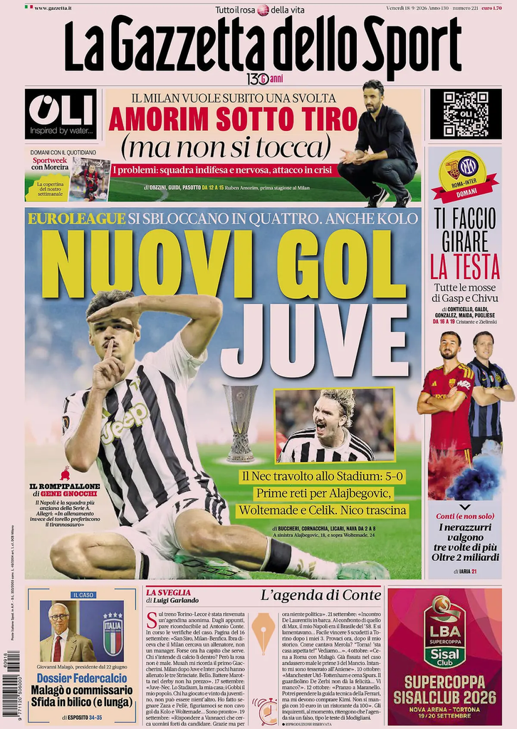 Le prime pagine dei principali quotidiani sportivi – 18 settembre 2 image 20