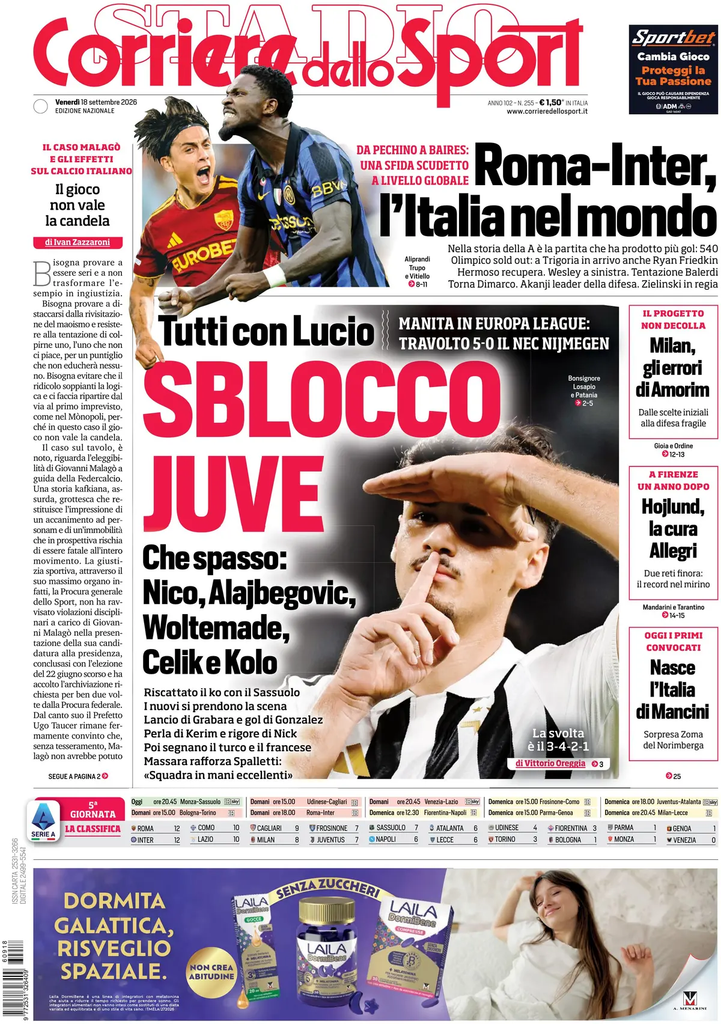 Le prime pagine dei principali quotidiani sportivi – 18 settembre 3 image 21