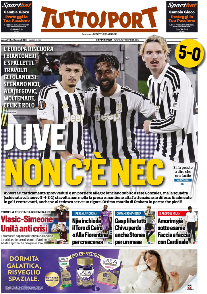 Le prime pagine dei principali quotidiani sportivi – 18 settembre 4 image 22