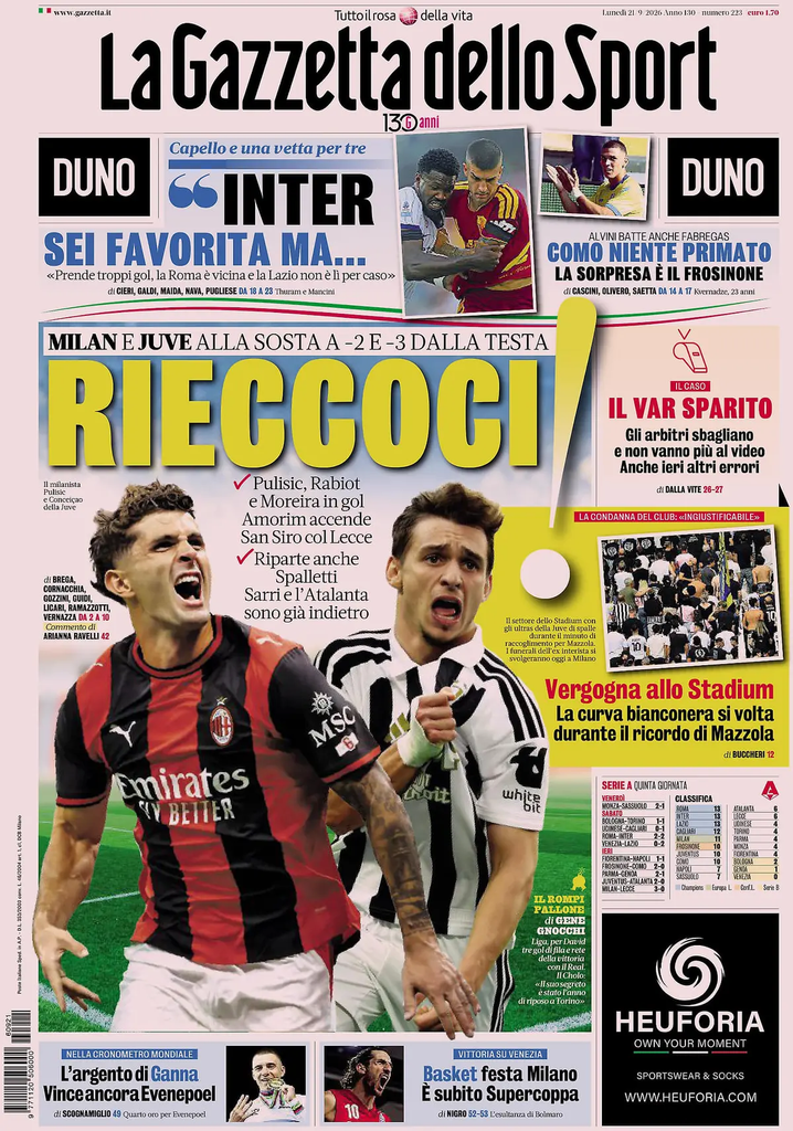 Rassegna stampa Sampdoria: prime pagine quotidiani sportivi - 21 settembre 2026 2 image 23