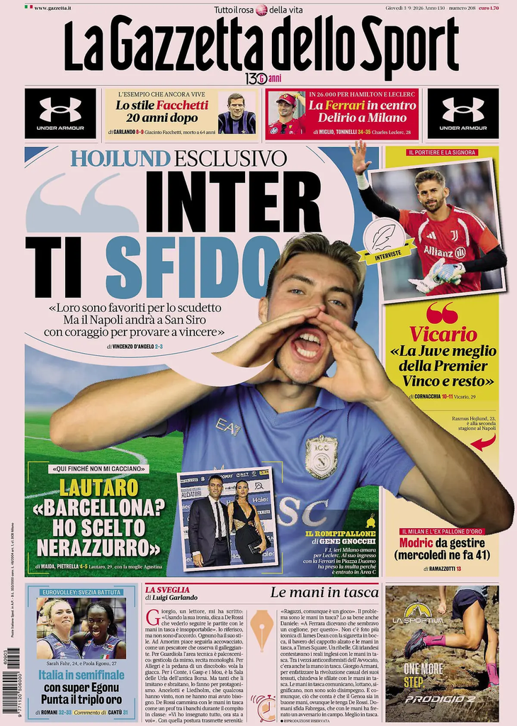 Le prime pagine dei principali quotidiani sportivi – 3 settembre 27 image 3