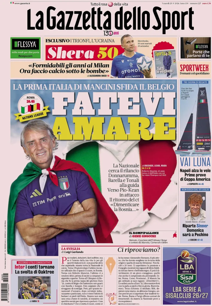 Rassegna stampa Sampdoria: prime pagine quotidiani sportivi - 25 settembre 2026 4 la gazzetta dello sport 031806ics4duf