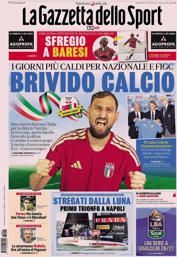 Rassegna stampa Sampdoria: prime pagine quotidiani sportivi - 28 settembre 2026 4 la gazzetta dello sport 03180729a7570