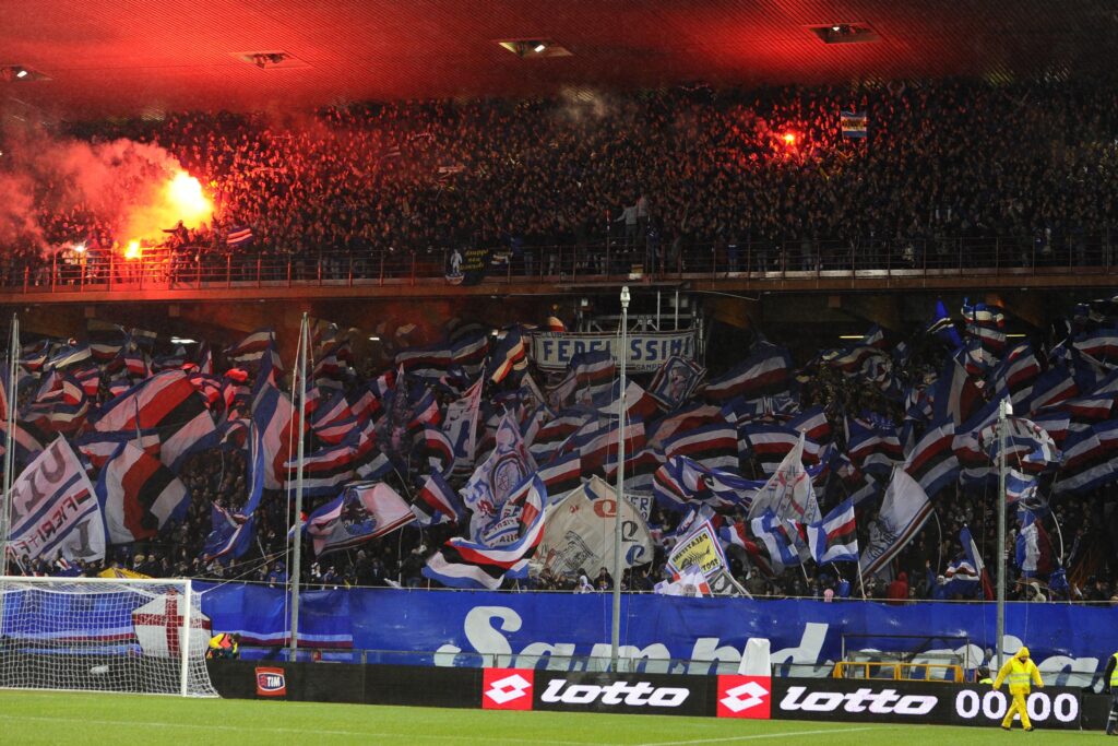 Pochi, ma buoni: dodici i tifosi blucerchiati a Catania 1 samp coreografia tifosi derby2014